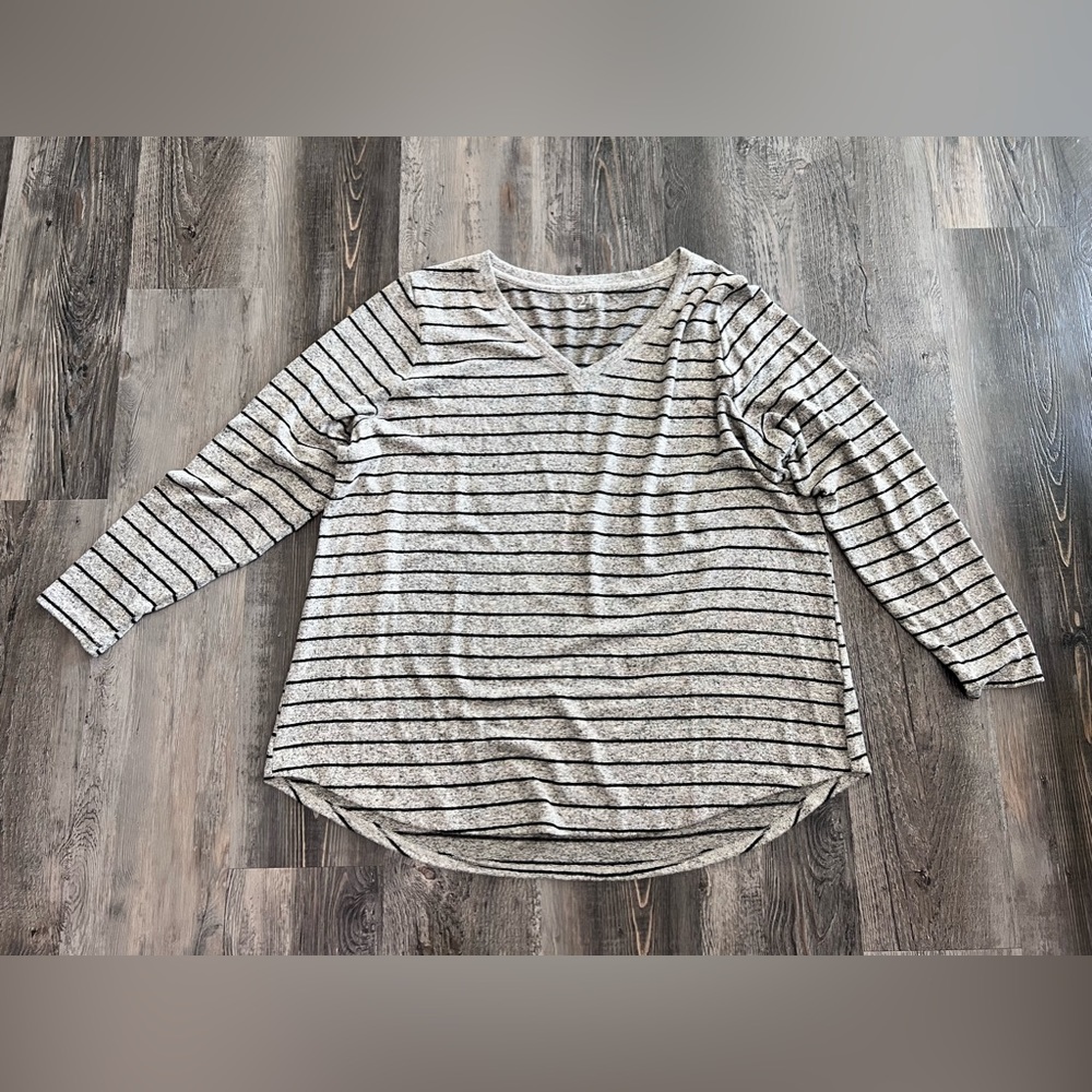 Maurices 24/7 Long Sleeve Striped Shirt, Size 2X